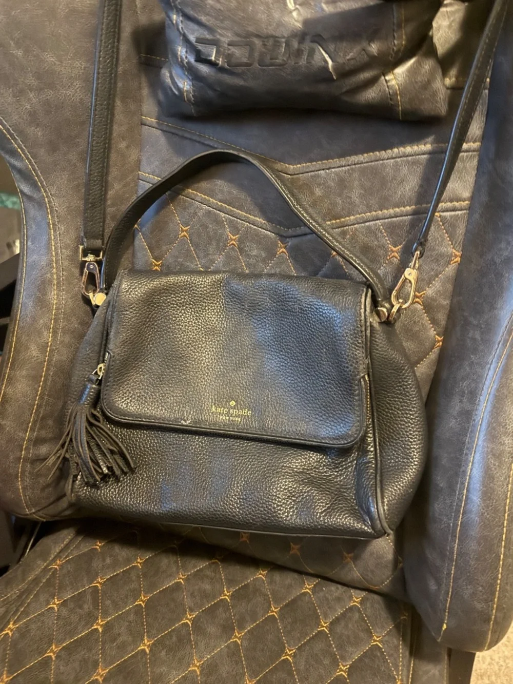 Kate Spade New York Bundle — Black Wellesley Tote + Pebbled Leather Tassel Cross - Picture 4 of 8